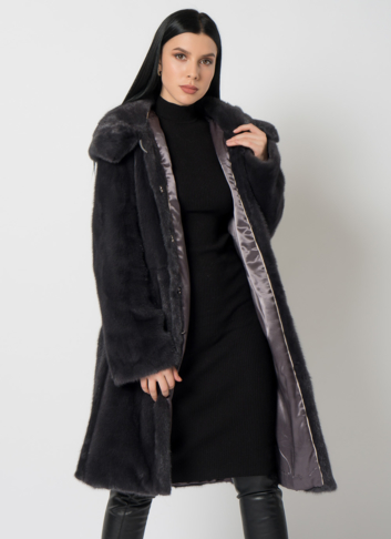 Норковая шуба с поясом