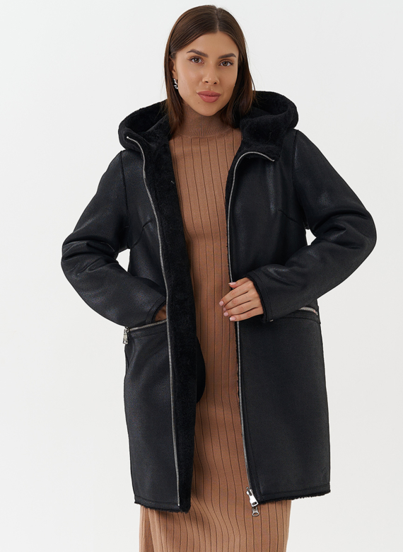 Двухсторонняя дубленка из эко кожи