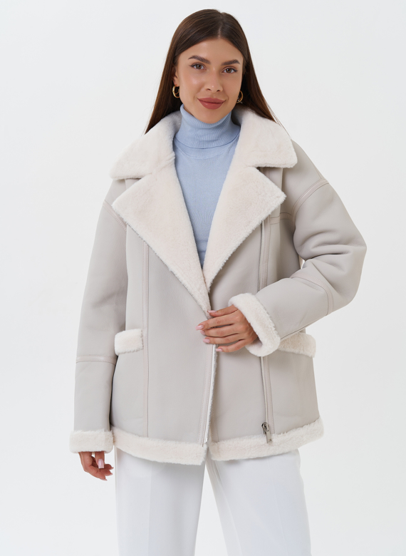Женская эко дубленка с эко мехом