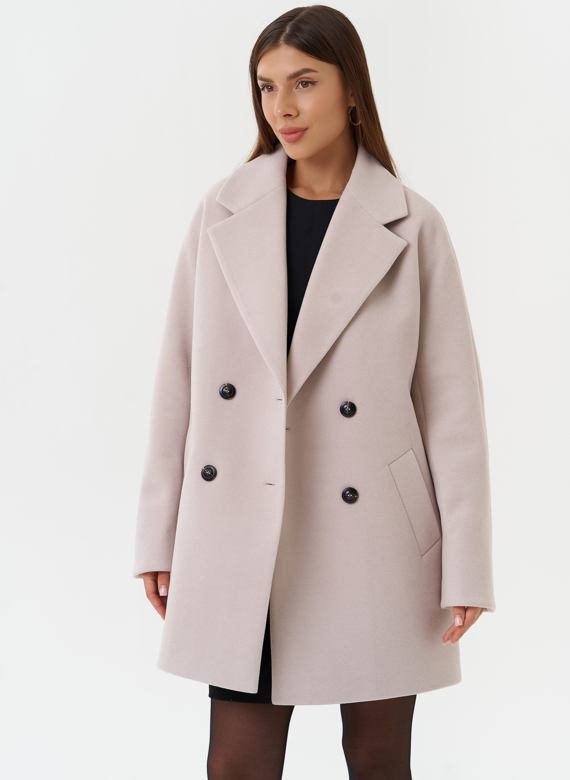 Двубортное светлое пальто
