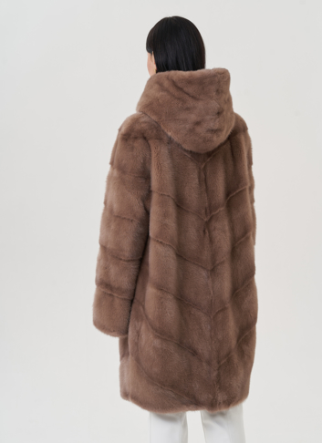 Норковая шуба с капюшоном 