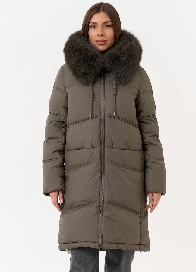 фото Женский пуховик с капюшоном из меха песца модель № 31698