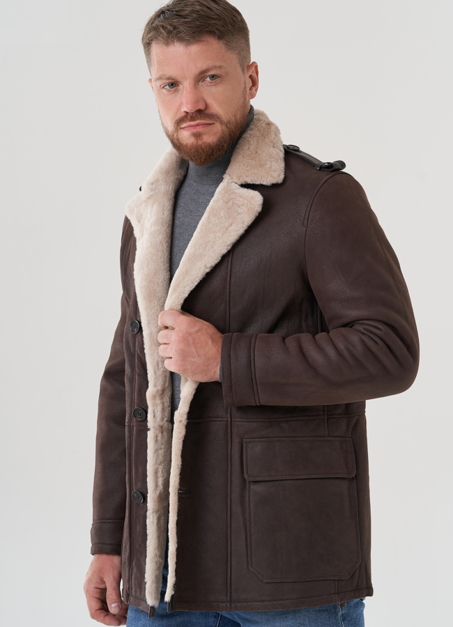 Мужская дубленка  модель № 81710 универмаг малина