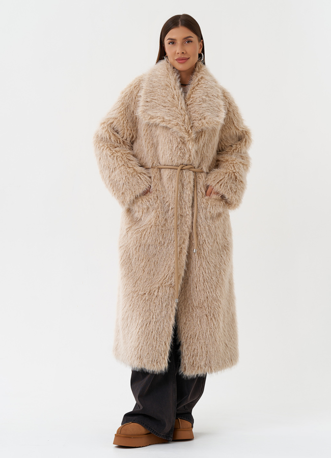 Длинная эко шуба под овчину модель № 28552 в кредит