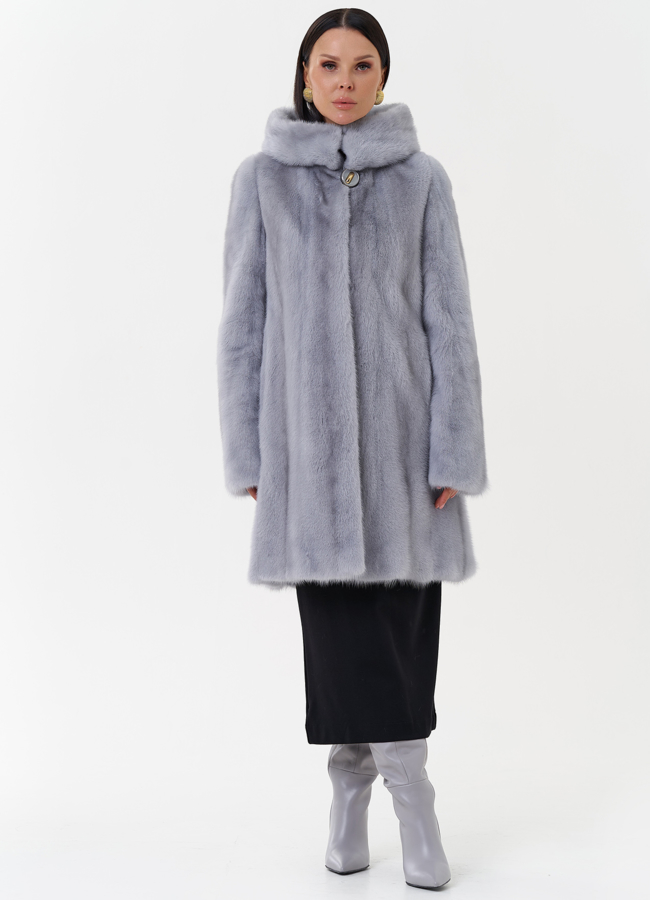 Женская шуба из меха норки с капюшоном модель № 29230 универмаг малина