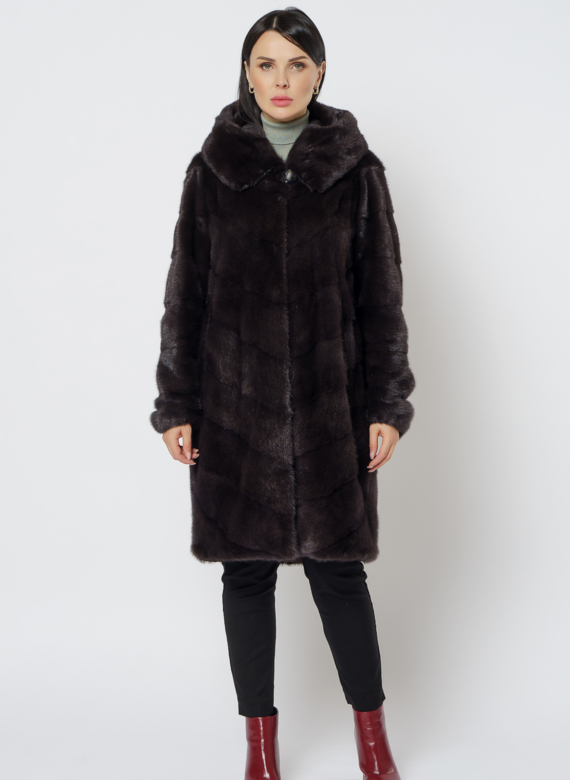 Норковая шуба с капюшоном