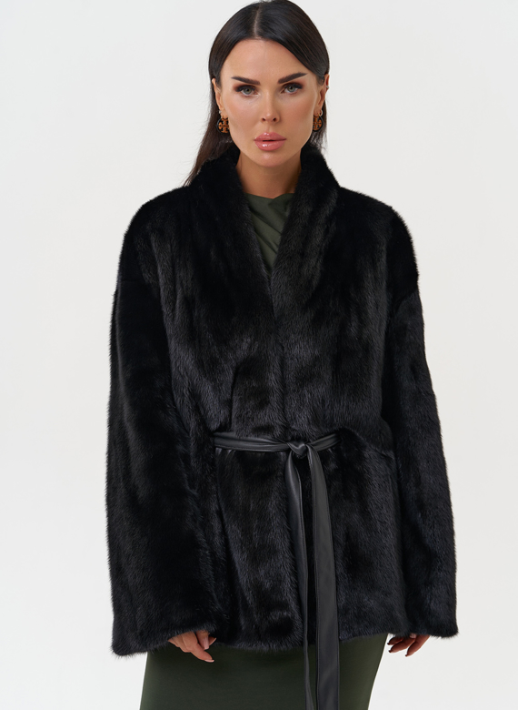 Норковый жакет черного цвета