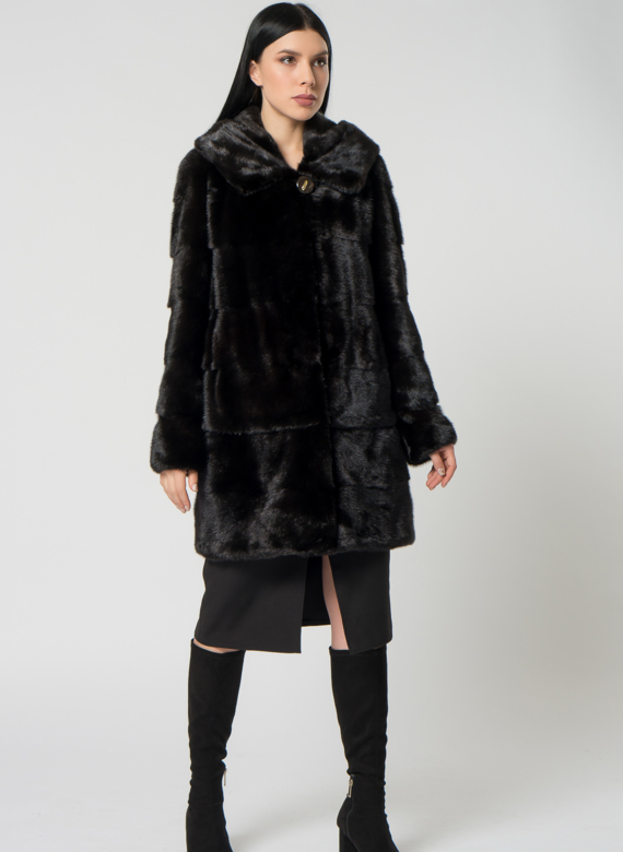 Норковая шуба с капюшоном