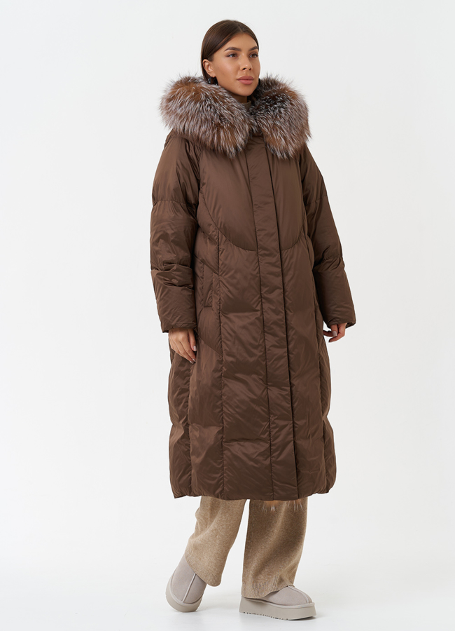 Женский пуховик с отделкой из меха лисы модель № 28830 в рассрочку
