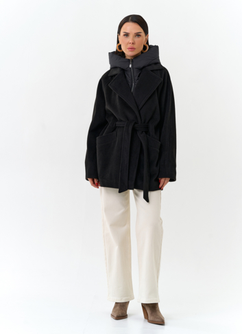 Женское пальто со съемный капюшоном