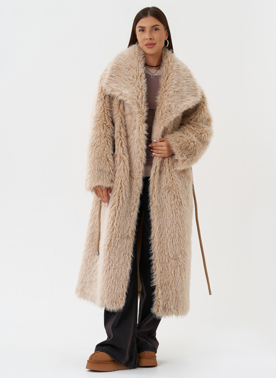 Длинная эко шуба под овчину