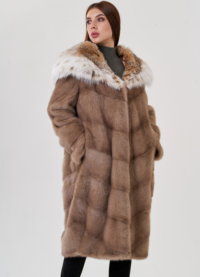 Норковая шуба с рысью модель № 25469 универмаг малина