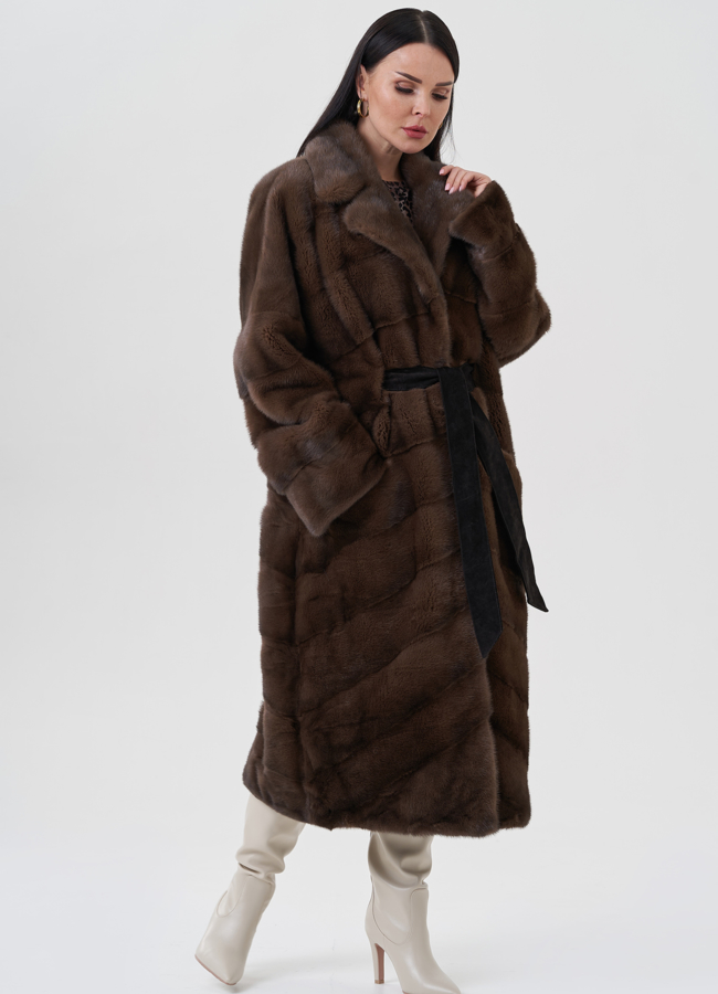 Норковая шуба с английским воротником  модель № 79697 меха малина