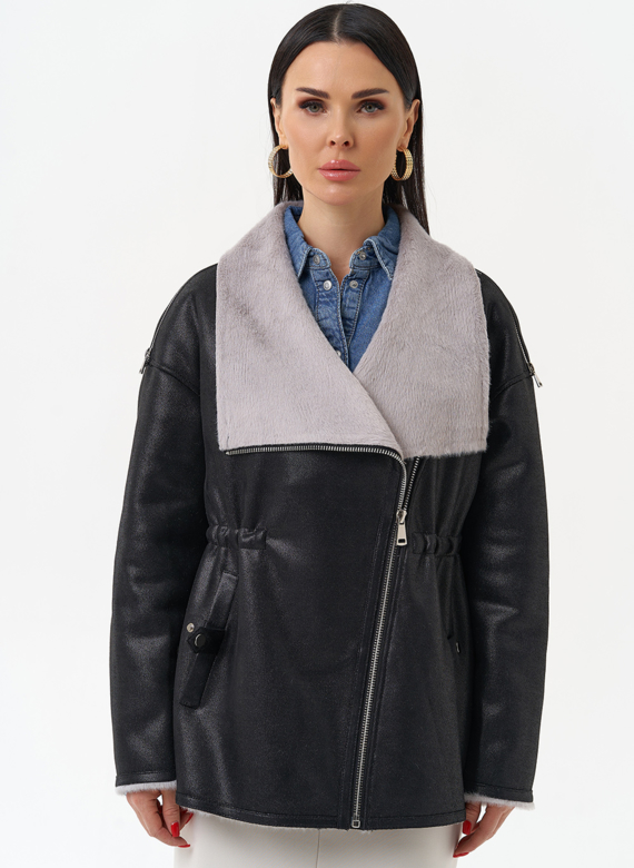 Женская дубленка из эко замши 