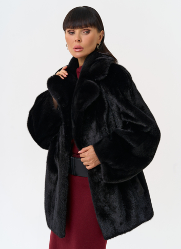 Женская шуба из скандинавской норки с английским воротником