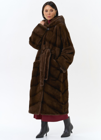 Шуба из меха норки с капюшоном Шуба из меха норки с капюшоном