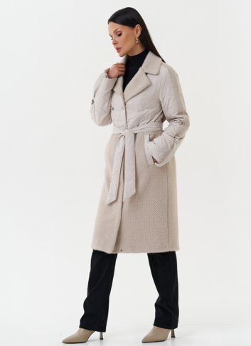 Женское утепленное пальто с поясом