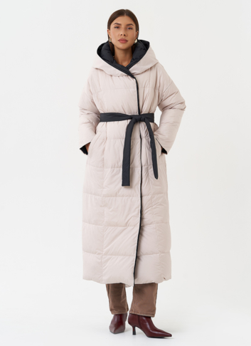 Женский двухсторонний пуховик с капюшоном