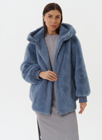 Шуба из эко меха с капюшоном