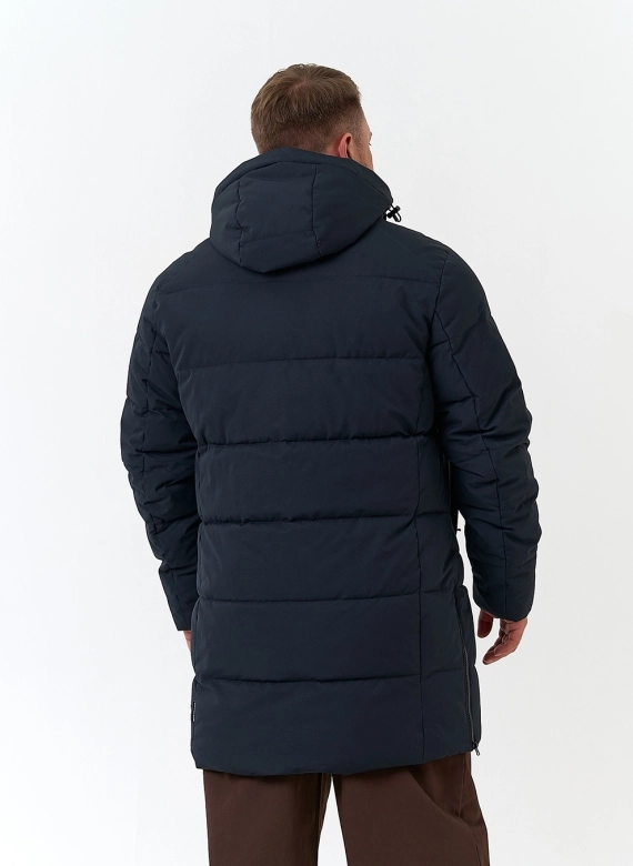 Мужской удлиненный пуховик с капюшоном фото