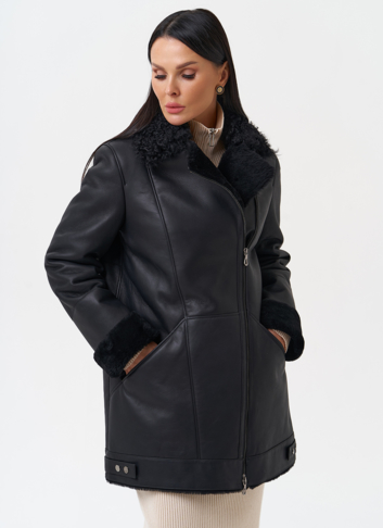 Натуральная дубленка черного цвета