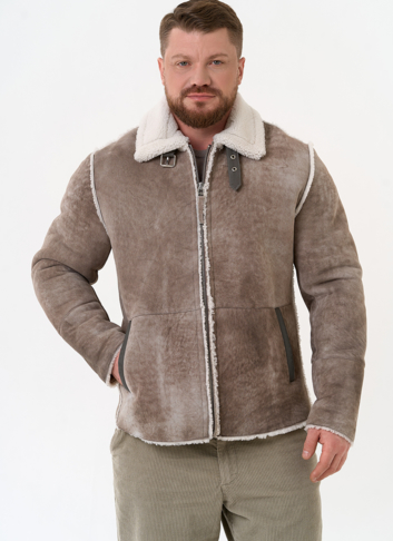 Светлая мужская дубленка