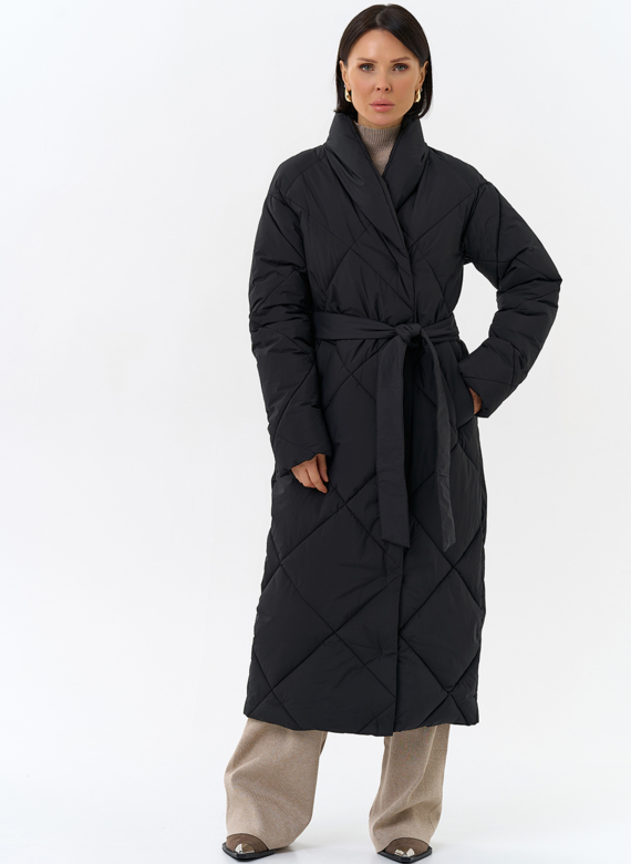 Женский пуховик с воротником шаль