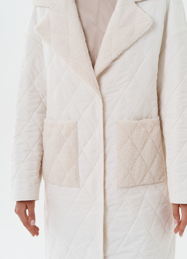 Двустороннее демисезонное пальто с экомехом модель № К28105 универмаг малина