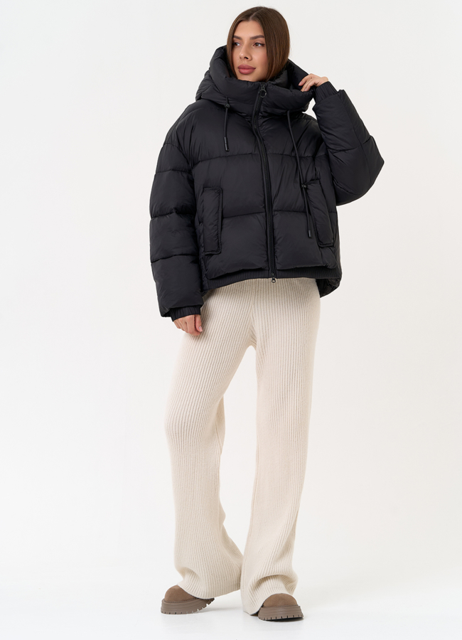 Женский короткий пуховик черного цвета модель № 31589 в кредит
