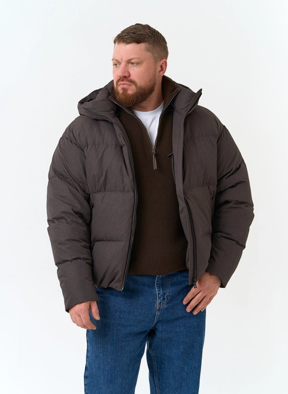 Мужской пуховик с капюшоном  фото