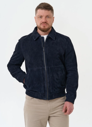 Мужская куртка бомбер из натуральной замши