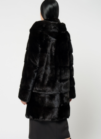 Норковая шуба с капюшоном