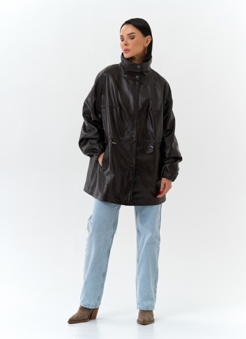 Куртка из натуральной кожи с воротником стойка