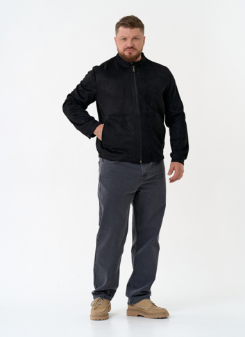 Мужская куртка из эко замши черного цвета